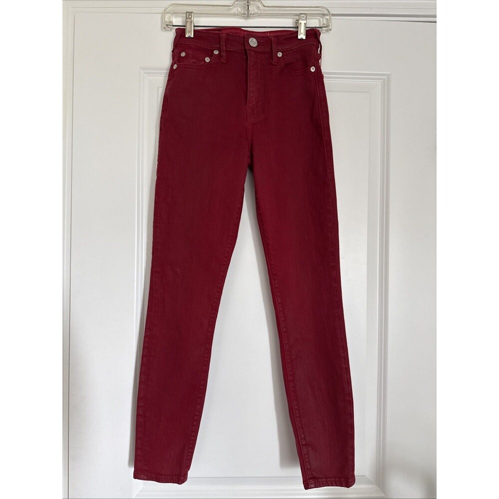 True Religion CAIA Ultra High Rise Super Skinny Jeans Metallic Red SIZE 25
